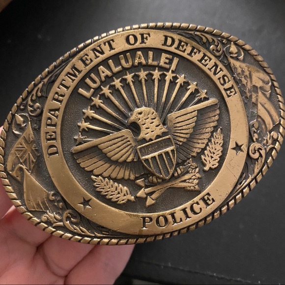 Vintage Police Belt Buckle USA New oval gold black - Picture 7 of 7